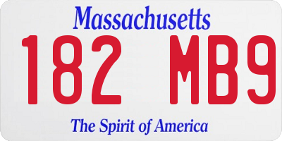 MA license plate 182MB9