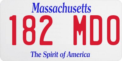 MA license plate 182MD0