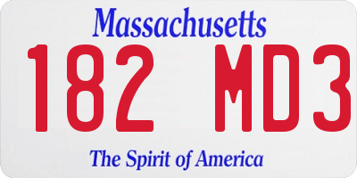 MA license plate 182MD3