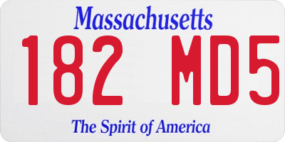 MA license plate 182MD5