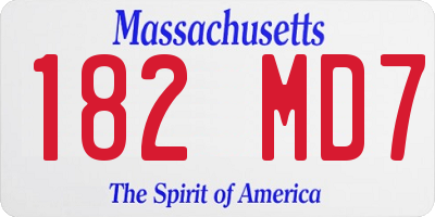 MA license plate 182MD7