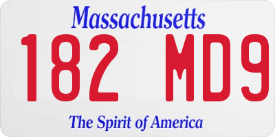 MA license plate 182MD9