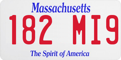 MA license plate 182MI9