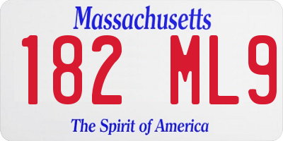MA license plate 182ML9