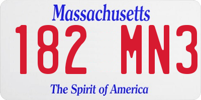 MA license plate 182MN3
