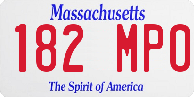 MA license plate 182MP0