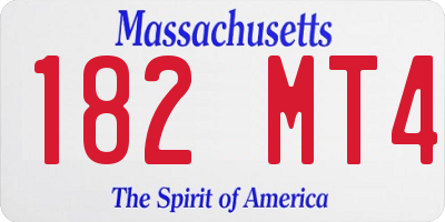 MA license plate 182MT4
