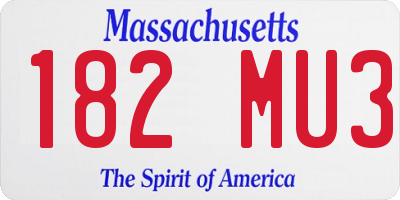 MA license plate 182MU3