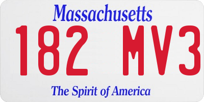 MA license plate 182MV3