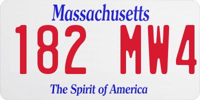 MA license plate 182MW4