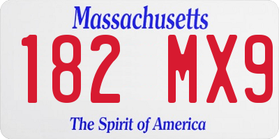 MA license plate 182MX9