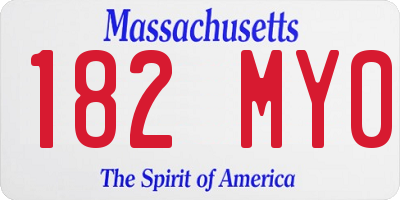 MA license plate 182MY0