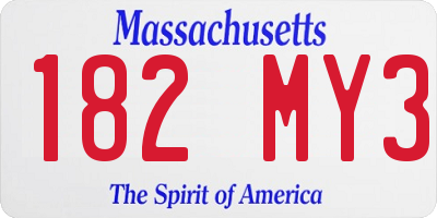 MA license plate 182MY3