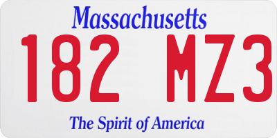 MA license plate 182MZ3