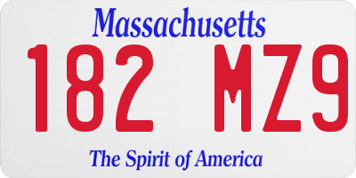 MA license plate 182MZ9