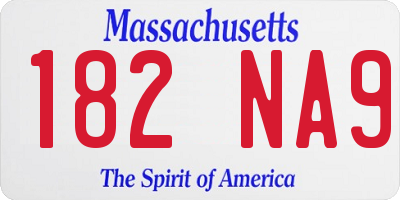 MA license plate 182NA9