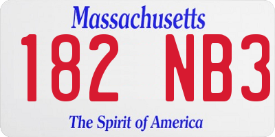 MA license plate 182NB3