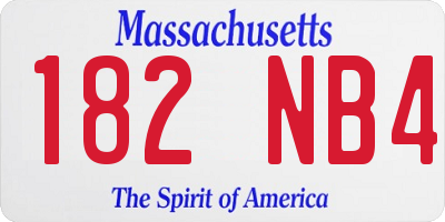 MA license plate 182NB4