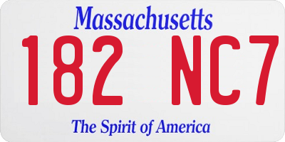 MA license plate 182NC7