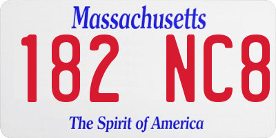 MA license plate 182NC8
