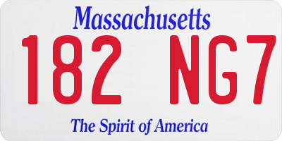 MA license plate 182NG7