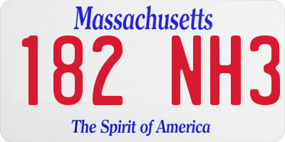 MA license plate 182NH3