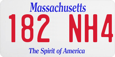 MA license plate 182NH4
