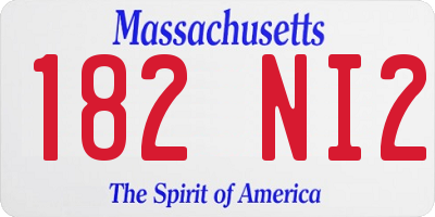 MA license plate 182NI2
