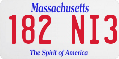 MA license plate 182NI3