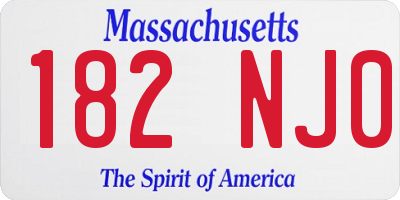 MA license plate 182NJ0