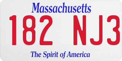 MA license plate 182NJ3