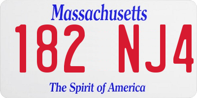 MA license plate 182NJ4