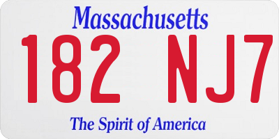 MA license plate 182NJ7
