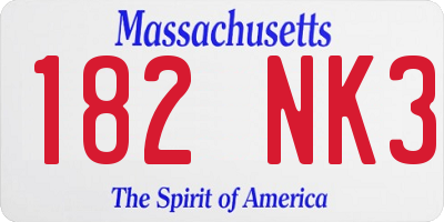 MA license plate 182NK3