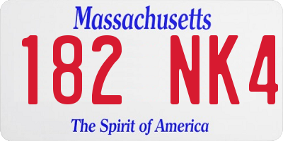 MA license plate 182NK4