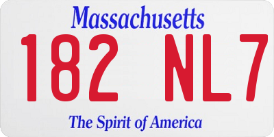 MA license plate 182NL7