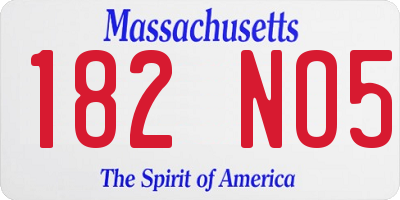 MA license plate 182NO5