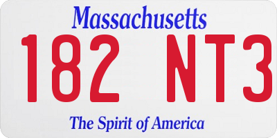 MA license plate 182NT3