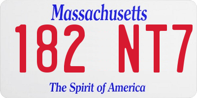 MA license plate 182NT7