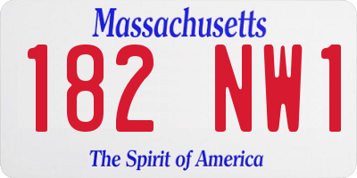 MA license plate 182NW1