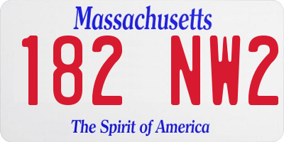 MA license plate 182NW2