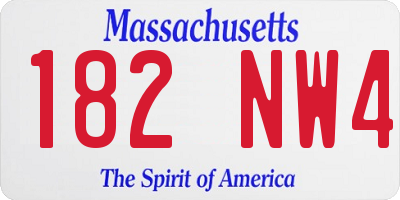 MA license plate 182NW4