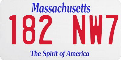 MA license plate 182NW7