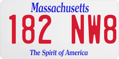 MA license plate 182NW8