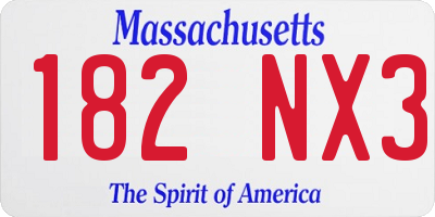 MA license plate 182NX3