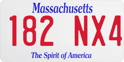 MA license plate 182NX4