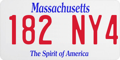 MA license plate 182NY4