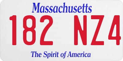 MA license plate 182NZ4
