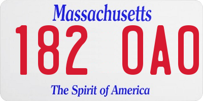 MA license plate 182OA0