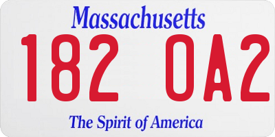 MA license plate 182OA2